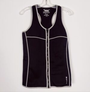 SaunaFX Women's Large Zip-Up Neoprene Sweat Vest in Black